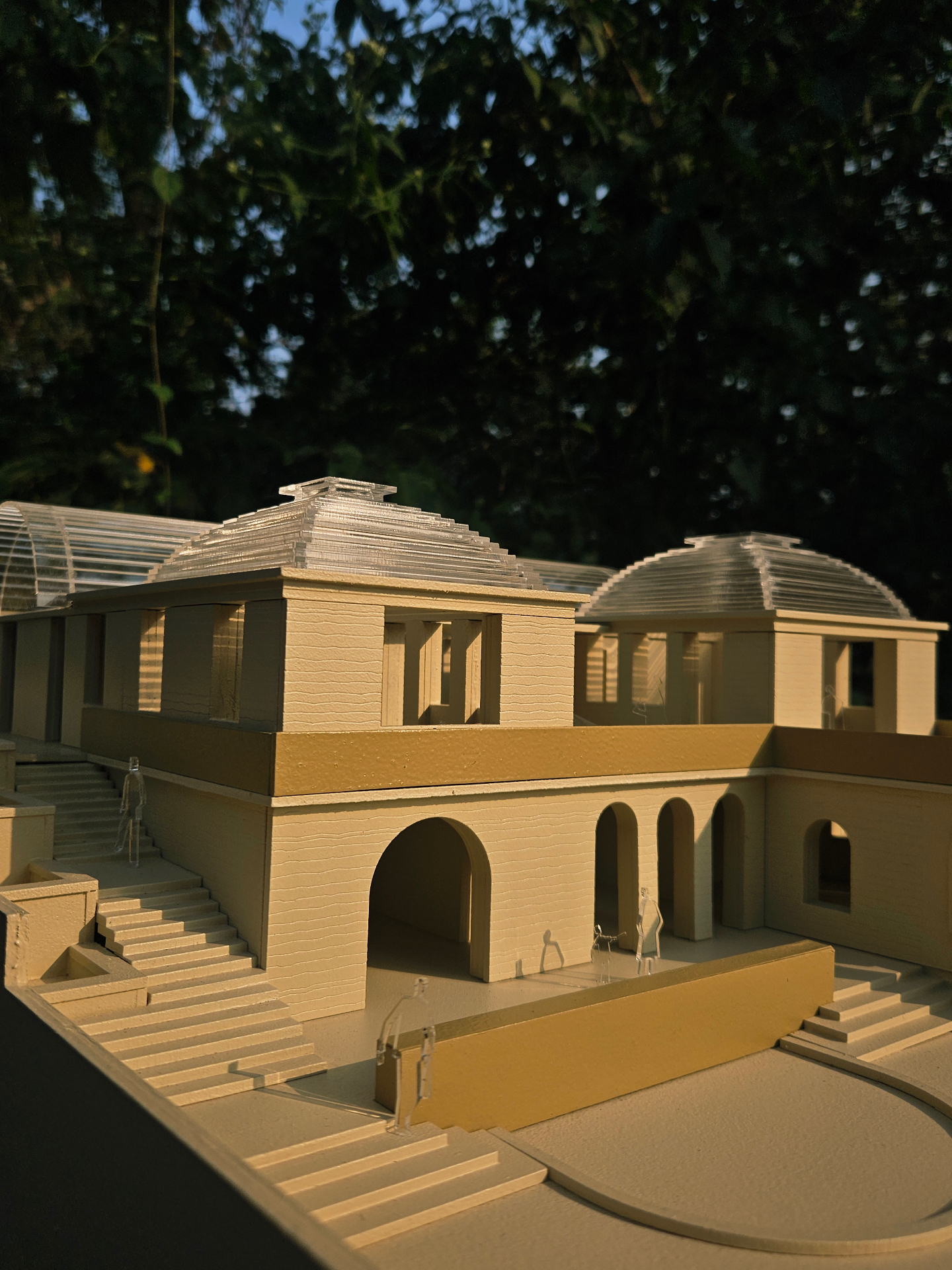 Wooden architectural model of a mud home